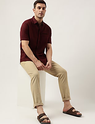 Relaxed Fit Linen Blend Plain Shirt