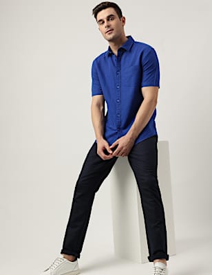 Relaxed Fit Linen Blend Solid Shirt