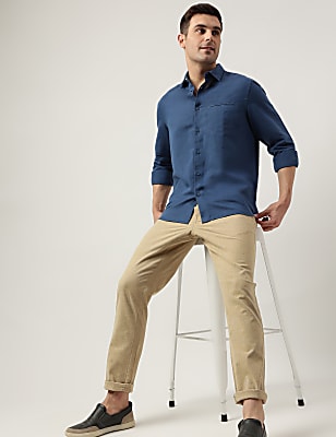 Relaxed Fit Linen Blend Plain Shirt