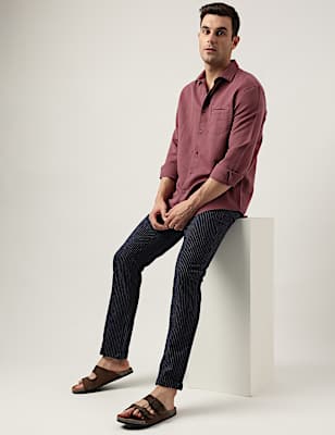 Relaxed Fit Linen Blend Plain Shirt