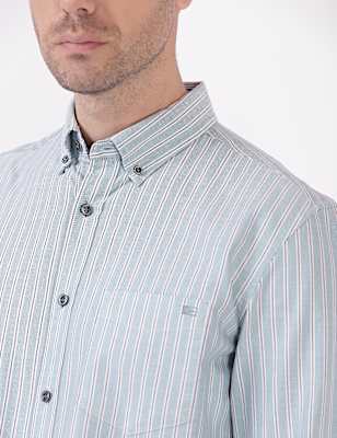 Cotton Stripes Button Down Collar Shirts