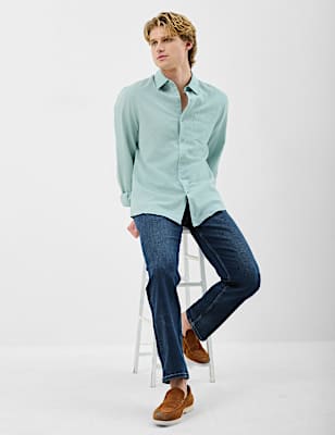 Classic Collar Linen Blend Shirt