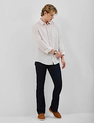 Classic Collar Linen Blend Shirt