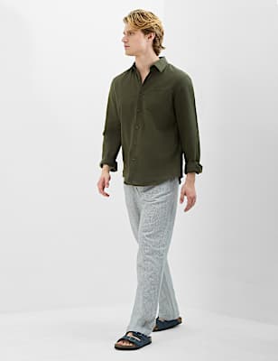 Classic Collar Linen Blend Shirt