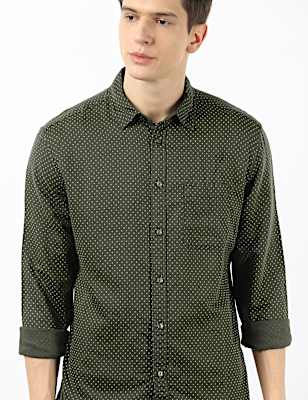 Linen Cotton Geometric Printed Shirt