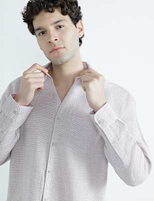 Linen Rich Spread Collar Check Shirt