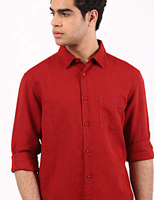 Linen Mix Classic Collar Solid Shirt