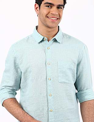 Linen Mix Classic Collar Solid Shirt