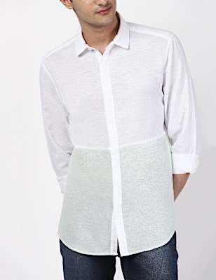 Linen Mix Classic Collar Solid Shirt