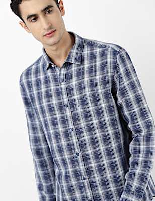 Linen Mix Check Shirt