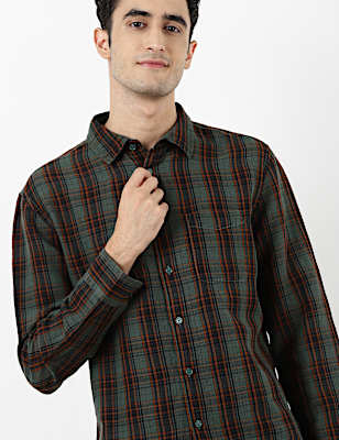 Linen Mix Check Shirt