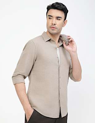 Linen Rich Plain Classic Collar Shirt
