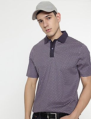 Pure Cotton Micro Print Polo T-Shirt