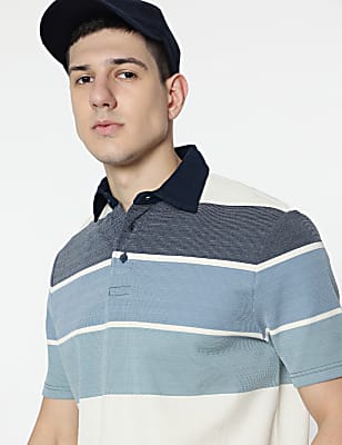 Cotton Rich Stripes Polo T-Shirt