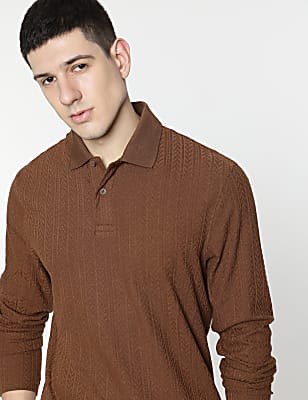 Cotton Rich Self Design Polo T-Shirt