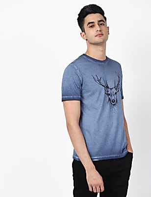 Chest Print Crew Neck Tee