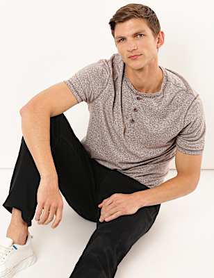 Cotton Mix Plain Round Neck T-Shirt