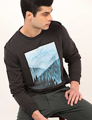 Pure Cotton Graphic Round Neck Sweatshirt