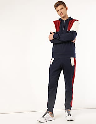 Pure Cotton Colorblock Hooded Sweatshirt