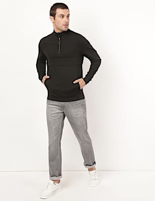 Viscose Mix Plain Stand Collar Sweatshirt