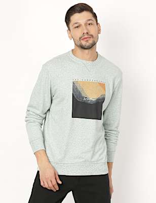 Cotton Mix Printed Round Neck Sweatshirt