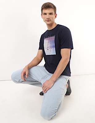 Pure Cotton Printed Crew Neck Tshirt