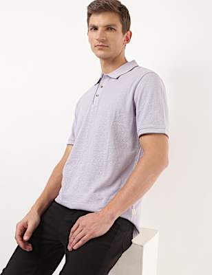 Pure Cotton Textured Polo Tshirt
