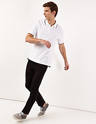 Pure Cotton Printed Polo Collar Polo Tshirt