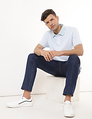 Pure Cotton Self Design Polo Collar T-shirt