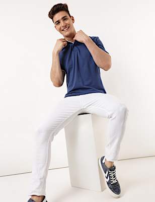 Cotton Mix Plain Polo Collar T-shirt