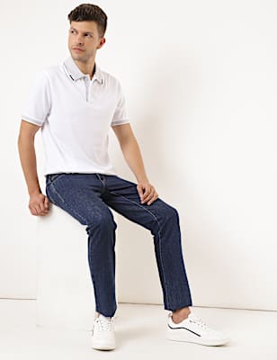 Cotton Mix Plain Polo Collar T-shirt