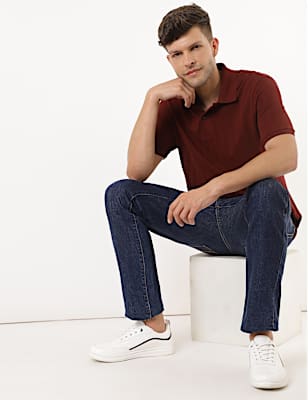 Pure Cotton Self Design Polo Collar T-shirt