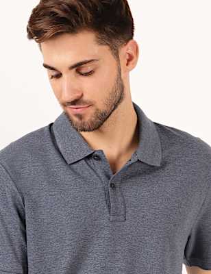 Pure Cotton Plain Polo Neck T-Shirt
