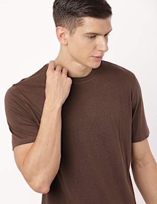 Pure Cotton Plain Round Neck T-Shirt