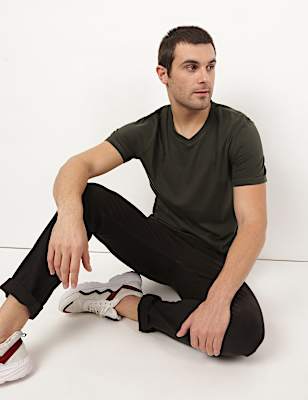 Pure Cotton Plain V-Neck T-Shirt