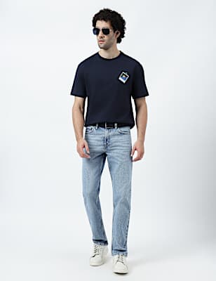 Pure Cotton Crew Neck Embroidered T-Shirt