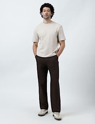 Pure Cotton Textured Crew Neck T-Shirt