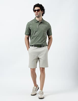 Pure Cotton Tropical Print Polo Shirt