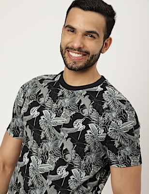Pure Cotton Printed Crew Neck T-shirt
