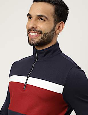 Viscose Mix Colorblock High Neck Sweatshirt