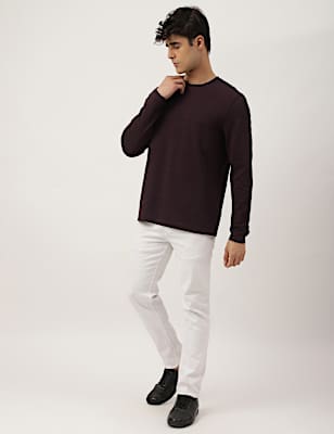 Cotton Mix Ribbed Crew Neck T-shirt