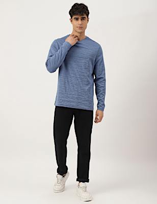 Cotton Mix Ribbed Crew Neck T-shirt