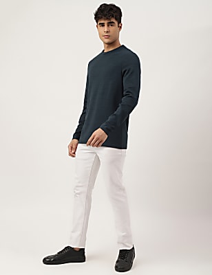 Cotton Mix Ribbed Crew Neck T-shirt