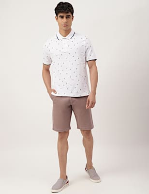 Pure Cotton Printed Polo Collar T-shirt