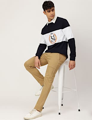 Pure Cotton Embroidered Polo Collar T-shirt