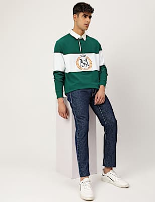 Pure Cotton Embroidered Polo Collar T-shirt