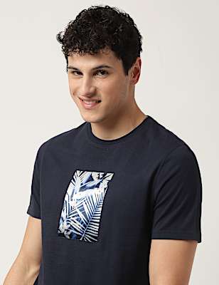 Pure Cotton Graphic Print Crew Neck T-Shirt