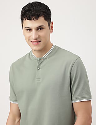 Pure Cotton Striped Ribbed Collar Polo