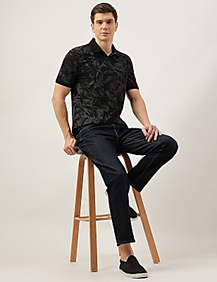 Cotton Rich Floral Print Short Sleeve Polo Shirt