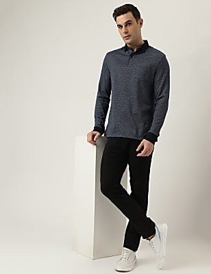 Polo Neck Textured T-Shirt